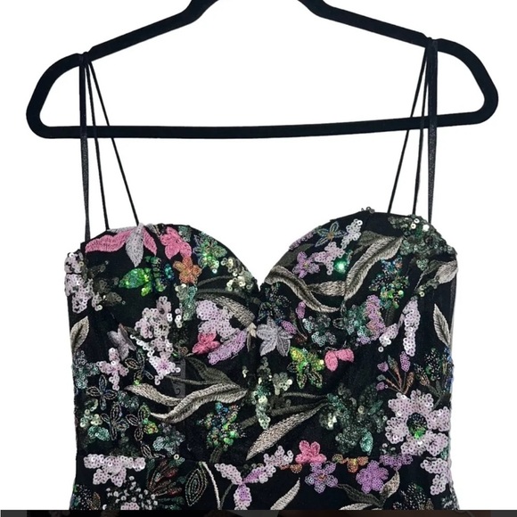 Mac Duggal NEW NWT Spaghetti Strap Bustier Floral Embroidered Appliqué Gown Sz 8 - Picture 7 of 15